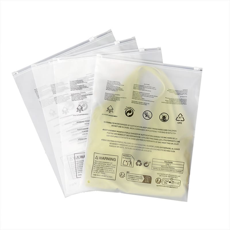 CPE matte zipper bags for clothes packaging