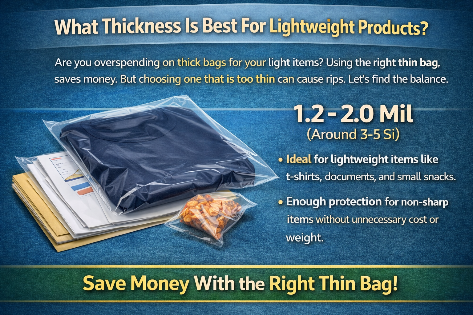 A thin polybag holding a t-shirt